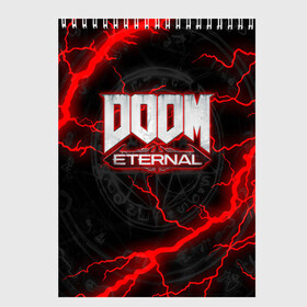 Скетчбук с принтом DOOM ETERNAL в Екатеринбурге, 100% бумага
 | 48 листов, плотность листов — 100 г/м2, плотность картонной обложки — 250 г/м2. Листы скреплены сверху удобной пружинной спиралью | doom | doom eternal | doom slayer | slayer | дум