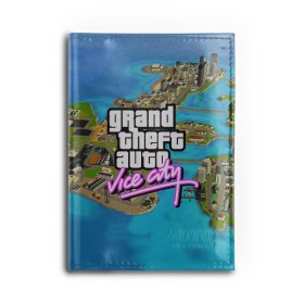 Обложка для автодокументов с принтом GRAND THEFT AUTO:VICE CITY в Екатеринбурге, натуральная кожа |  размер 19,9*13 см; внутри 4 больших “конверта” для документов и один маленький отдел — туда идеально встанут права | grand theft auto 2 | grand theft auto 3 | grand theft auto v | grand theft auto: san andreas | grand theft auto: vice city | gta 5 | gta online | gta v | город | игры