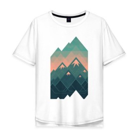 Мужская футболка хлопок Oversize с принтом Геометрические горы в Екатеринбурге, 100% хлопок | свободный крой, круглый ворот, “спинка” длиннее передней части | геометрические горы | геометрия | горы | пейзаж | природа