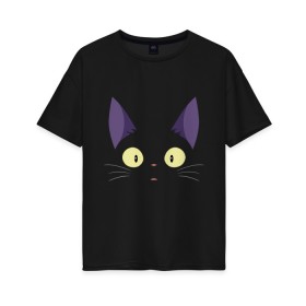 Женская футболка хлопок Oversize с принтом Котик в Екатеринбурге, 100% хлопок | свободный крой, круглый ворот, спущенный рукав, длина до линии бедер
 | cat | kitten | kitty | киса | кот | котейка | котёнок | кошак | кошка | мяу