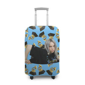 Чехол для чемодана 3D с принтом Billie Eilish Grammy в Екатеринбурге, 86% полиэфир, 14% спандекс | двустороннее нанесение принта, прорези для ручек и колес | billie | eilish | grammy | айлиш | билли | грэмми