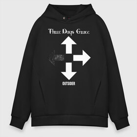 Мужское худи Oversize хлопок с принтом Three Days Grace в Екатеринбурге, френч-терри — 70% хлопок, 30% полиэстер. Мягкий теплый начес внутри —100% хлопок | боковые карманы, эластичные манжеты и нижняя кромка, капюшон на магнитной кнопке | three days grace