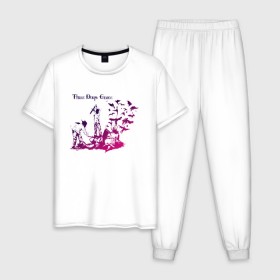 Мужская пижама хлопок с принтом Three Days Grace в Екатеринбурге, 100% хлопок | брюки и футболка прямого кроя, без карманов, на брюках мягкая резинка на поясе и по низу штанин
 | Тематика изображения на принте: three days grace
