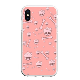 Чехол для iPhone XS Max матовый с принтом Cute bones в Екатеринбурге, Силикон | Область печати: задняя сторона чехла, без боковых панелей | Тематика изображения на принте: bone | pink | pink skull | skeleton | skull | кости | розовый | череп