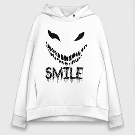 Женское худи Oversize хлопок с принтом Smile в Екатеринбурге, френч-терри — 70% хлопок, 30% полиэстер. Мягкий теплый начес внутри —100% хлопок | боковые карманы, эластичные манжеты и нижняя кромка, капюшон на магнитной кнопке | smile | улыбнись