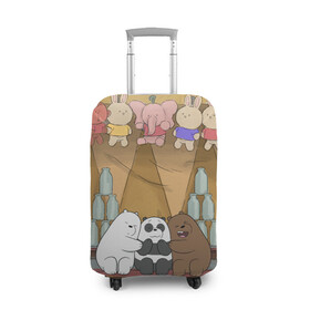 Чехол для чемодана 3D с принтом We Bare Bear в Екатеринбурге, 86% полиэфир, 14% спандекс | двустороннее нанесение принта, прорези для ручек и колес | grizzly | ice bear | panda | the three bare bears | vdzajul | we bare bears | белый | вся правда о медведях | гризли | панда | правда