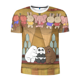 Мужская футболка 3D спортивная с принтом We Bare Bear в Екатеринбурге, 100% полиэстер с улучшенными характеристиками | приталенный силуэт, круглая горловина, широкие плечи, сужается к линии бедра | grizzly | ice bear | panda | the three bare bears | vdzajul | we bare bears | белый | вся правда о медведях | гризли | панда | правда