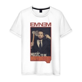 Мужская футболка хлопок с принтом Eminem. MTBMB в Екатеринбурге, 100% хлопок | прямой крой, круглый вырез горловины, длина до линии бедер, слегка спущенное плечо. | album | eminem | marshall | music | music to be murdered by | rap | альбом | эминем