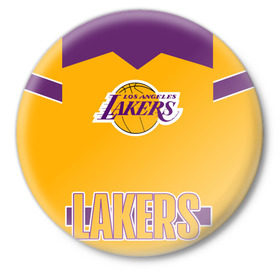 Значок с принтом Los Angeles Lakers  в Екатеринбурге,  металл | круглая форма, металлическая застежка в виде булавки | Тематика изображения на принте: angeles | bryant | kobe | lakers | los | баскетбольный | клуб