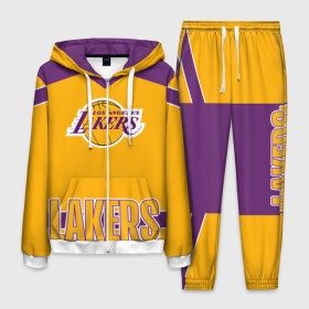 Мужской костюм 3D с принтом Los Angeles Lakers в Екатеринбурге, 100% полиэстер | Манжеты и пояс оформлены тканевой резинкой, двухслойный капюшон со шнурком для регулировки, карманы спереди | angeles | bryant | kobe | lakers | los | баскетбольный | клуб