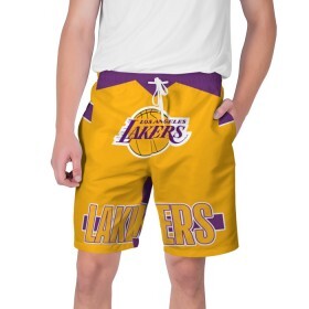 Мужские шорты 3D с принтом Los Angeles Lakers в Екатеринбурге,  полиэстер 100% | прямой крой, два кармана без застежек по бокам. Мягкая трикотажная резинка на поясе, внутри которой широкие завязки. Длина чуть выше колен | angeles | bryant | kobe | lakers | los | баскетбольный | клуб