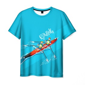 Мужская футболка 3D с принтом Rowers в Екатеринбурге, 100% полиэфир | прямой крой, круглый вырез горловины, длина до линии бедер | rowing | sport | байдарки | гребец | гребцы | лодки | лодочный спорт | спорт | спортсмен | спортсмены