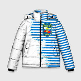 Зимняя куртка для мальчиков 3D с принтом ВДВ в Екатеринбурге, ткань верха — 100% полиэстер; подклад — 100% полиэстер, утеплитель — 100% полиэстер | длина ниже бедра, удлиненная спинка, воротник стойка и отстегивающийся капюшон. Есть боковые карманы с листочкой на кнопках, утяжки по низу изделия и внутренний карман на молнии. 

Предусмотрены светоотражающий принт на спинке, радужный светоотражающий элемент на пуллере молнии и на резинке для утяжки | 23 февраля | армейка | армия | вдв | вдвшник | воздушно | войска | десант | десантник | десантные | десантура | за вдв | россии | российский | россия | русский | рф | служба | ссср | тельняшка | флаг