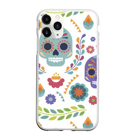 Чехол для iPhone 11 Pro матовый с принтом Мексиканские мотивы в Екатеринбурге, Силикон |  | Тематика изображения на принте: день мёртвых. череп | мексика | мексиканский | мексиканское | цветок | цветы | черепа