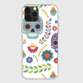 Чехол для iPhone 12 Pro Max с принтом Мексиканские мотивы в Екатеринбурге, Силикон |  | Тематика изображения на принте: день мёртвых. череп | мексика | мексиканский | мексиканское | цветок | цветы | черепа