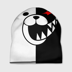 Шапка 3D с принтом MONOKUMA прямоугольники в Екатеринбурге, 100% полиэстер | универсальный размер, печать по всей поверхности изделия | anime | bear | black  white | danganronpa | kurokuma | monodam | monokuma | monomi | monotaro | pink | rabbit | school | shirokuma | аниме | главарь | мoноми | монокума | черно белый | школа