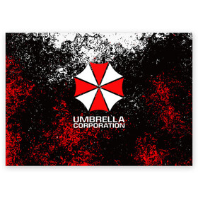 Поздравительная открытка с принтом UMBRELLA CORP в Екатеринбурге, 100% бумага | плотность бумаги 280 г/м2, матовая, на обратной стороне линовка и место для марки
 | ada wong | biohazard | leon | nemesis | project resistance | raccoon city | re2 | resident evil 2 | rpd | stars | umbrella | ада вонг | амбрелла | немесис | ужасы