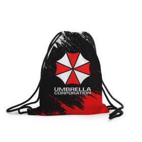 Рюкзак-мешок 3D с принтом UMBRELLA CORP в Екатеринбурге, 100% полиэстер | плотность ткани — 200 г/м2, размер — 35 х 45 см; лямки — толстые шнурки, застежка на шнуровке, без карманов и подкладки | ada wong | biohazard | leon | nemesis | project resistance | raccoon city | re2 | resident evil 2 | rpd | stars | umbrella | ада вонг | амбрелла | немесис | ужасы