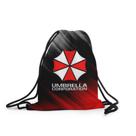 Рюкзак-мешок 3D с принтом UMBRELLA CORP в Екатеринбурге, 100% полиэстер | плотность ткани — 200 г/м2, размер — 35 х 45 см; лямки — толстые шнурки, застежка на шнуровке, без карманов и подкладки | ada wong | biohazard | leon | nemesis | project resistance | raccoon city | re2 | resident evil 2 | rpd | stars | umbrella | ада вонг | амбрелла | немесис | ужасы