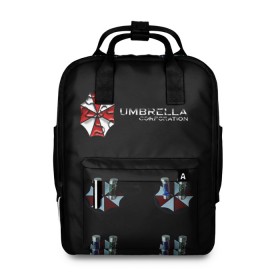 Женский рюкзак 3D с принтом Umbrella Corporation в Екатеринбурге, 100% полиэстер | лямки с регулируемой длиной, сверху ручки, чтобы рюкзак нести как сумку. Основное отделение закрывается на молнию, как и внешний карман. Внутри два дополнительных кармана, один из которых закрывается на молнию. По бокам два дополнительных кармашка, куда поместится маленькая бутылочка
 | апокалипсис | зла | зомби | обитель | твирус