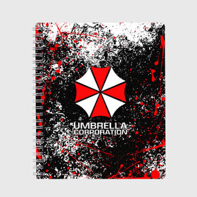 Тетрадь с принтом UMBRELLA CORP в Екатеринбурге, 100% бумага | 48 листов, плотность листов — 60 г/м2, плотность картонной обложки — 250 г/м2. Листы скреплены сбоку удобной пружинной спиралью. Уголки страниц и обложки скругленные. Цвет линий — светло-серый
 | ada wong | biohazard | leon | nemesis | project resistance | raccoon city | re2 | resident evil 2 | rpd | stars | umbrella | ада вонг | амбрелла | немесис | ужасы