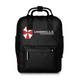 Женский рюкзак 3D с принтом Umbrella Corporation в Екатеринбурге, 100% полиэстер | лямки с регулируемой длиной, сверху ручки, чтобы рюкзак нести как сумку. Основное отделение закрывается на молнию, как и внешний карман. Внутри два дополнительных кармана, один из которых закрывается на молнию. По бокам два дополнительных кармашка, куда поместится маленькая бутылочка
 | апокалипсис | зла | зомби | обитель | твирус