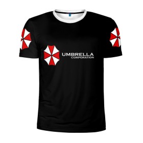 Мужская футболка 3D спортивная с принтом Umbrella Corporation в Екатеринбурге, 100% полиэстер с улучшенными характеристиками | приталенный силуэт, круглая горловина, широкие плечи, сужается к линии бедра | Тематика изображения на принте: апокалипсис | зла | зомби | обитель | твирус