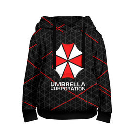 Детская толстовка 3D с принтом UMBRELLA CORP в Екатеринбурге, 100% полиэстер | двухслойный капюшон со шнурком для регулировки, мягкие манжеты на рукавах и по низу толстовки, спереди карман-кенгуру с мягким внутренним слоем | ada wong | biohazard | leon | nemesis | project resistance | raccoon city | re2 | resident evil 2 | rpd | stars | umbrella | ада вонг | амбрелла | немесис | ужасы