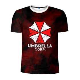 Мужская футболка 3D спортивная с принтом UMBRELLA CORP в Екатеринбурге, 100% полиэстер с улучшенными характеристиками | приталенный силуэт, круглая горловина, широкие плечи, сужается к линии бедра | Тематика изображения на принте: 