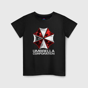 Детская футболка хлопок с принтом UMBRELLA CORP в Екатеринбурге, 100% хлопок | круглый вырез горловины, полуприлегающий силуэт, длина до линии бедер | ada wong | biohazard | leon | nemesis | project resistance | raccoon city | re2 | resident evil 2 | rpd | stars | umbrella | ада вонг | амбрелла | немесис | ужасы