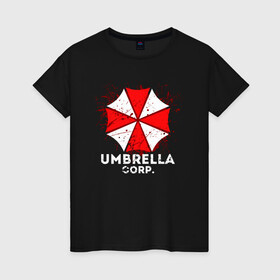 Женская футболка хлопок с принтом UMBRELLA CORP в Екатеринбурге, 100% хлопок | прямой крой, круглый вырез горловины, длина до линии бедер, слегка спущенное плечо | ada wong | biohazard | leon | nemesis | project resistance | raccoon city | re2 | resident evil 2 | rpd | stars | umbrella | ада вонг | амбрелла | немесис | ужасы