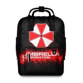 Женский рюкзак 3D с принтом Umbrella Corporation в Екатеринбурге, 100% полиэстер | лямки с регулируемой длиной, сверху ручки, чтобы рюкзак нести как сумку. Основное отделение закрывается на молнию, как и внешний карман. Внутри два дополнительных кармана, один из которых закрывается на молнию. По бокам два дополнительных кармашка, куда поместится маленькая бутылочка
 | Тематика изображения на принте: corporation | umbrella | umbrella corporation | амбрела | амбрелла корпорейшн | военная корпорация | корпорация | фармацевтическая корпорация