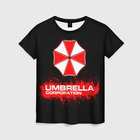 Женская футболка 3D с принтом Umbrella Corporation в Екатеринбурге, 100% полиэфир ( синтетическое хлопкоподобное полотно) | прямой крой, круглый вырез горловины, длина до линии бедер | corporation | umbrella | umbrella corporation | амбрела | амбрелла корпорейшн | военная корпорация | корпорация | фармацевтическая корпорация