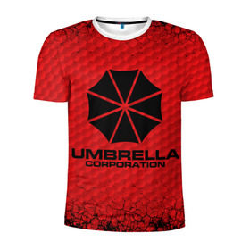Мужская футболка 3D спортивная с принтом Umbrella Corporation в Екатеринбурге, 100% полиэстер с улучшенными характеристиками | приталенный силуэт, круглая горловина, широкие плечи, сужается к линии бедра | Тематика изображения на принте: corporation | umbrella | umbrella corporation | амбрела | амбрелла корпорейшн | военная корпорация | корпорация | фармацевтическая корпорация