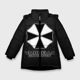 Зимняя куртка для девочек 3D с принтом Umbrella Corporation в Екатеринбурге, ткань верха — 100% полиэстер; подклад — 100% полиэстер, утеплитель — 100% полиэстер. | длина ниже бедра, удлиненная спинка, воротник стойка и отстегивающийся капюшон. Есть боковые карманы с листочкой на кнопках, утяжки по низу изделия и внутренний карман на молнии. 

Предусмотрены светоотражающий принт на спинке, радужный светоотражающий элемент на пуллере молнии и на резинке для утяжки. | corporation | umbrella | umbrella corporation | амбрела | амбрелла корпорейшн | военная корпорация | корпорация | фармацевтическая корпорация