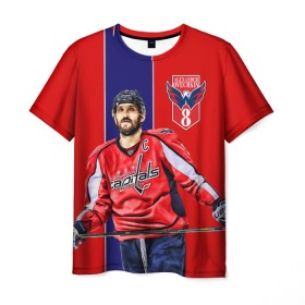 Мужская футболка 3D с принтом OVECHKIN CAPITALS в Екатеринбурге, 100% полиэфир | прямой крой, круглый вырез горловины, длина до линии бедер | capitals | nhl | ovi | нхл | овечкин