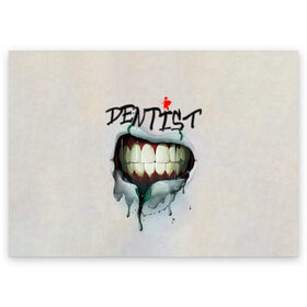 Поздравительная открытка с принтом Dentist в Екатеринбурге, 100% бумага | плотность бумаги 280 г/м2, матовая, на обратной стороне линовка и место для марки
 | blood | dentist | teeth | губы | день стоматолога | зубной | зубы | кровь | подарок | стоматолог