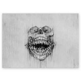 Поздравительная открытка с принтом Dentist skull в Екатеринбурге, 100% бумага | плотность бумаги 280 г/м2, матовая, на обратной стороне линовка и место для марки
 | blood | dentist | skull | teeth | губы | дантист | день стоматолога | зубной | зубы | кровь | подарок | стоматолог | череп
