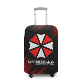 Чехол для чемодана 3D с принтом Umbrella Corporation в Екатеринбурге, 86% полиэфир, 14% спандекс | двустороннее нанесение принта, прорези для ручек и колес | corp | corporation | resident evil | umbrella | umbrella corporation | зомби апокалипсис | зонт | игра