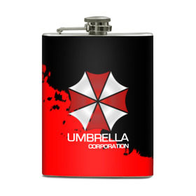 Фляга с принтом UMBRELLA CORP в Екатеринбурге, металлический корпус | емкость 0,22 л, размер 125 х 94 мм. Виниловая наклейка запечатывается полностью | biohazard | biohazard 7 | crocodile | fang | game | hand | monster | new umbrella | resident evil | resident evil 7 | umbrella | umbrella corp | umbrella corporation | zombie | обитель