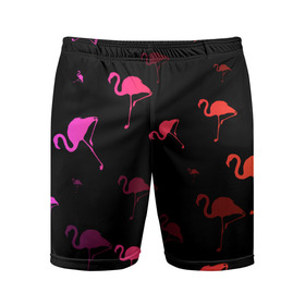 Мужские шорты спортивные с принтом Фламинго в Екатеринбурге,  |  | минимализм | прикольные картинки | прикольные надписи | розовый фламинго | фламинго