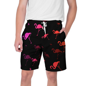 Мужские шорты 3D с принтом Фламинго в Екатеринбурге,  полиэстер 100% | прямой крой, два кармана без застежек по бокам. Мягкая трикотажная резинка на поясе, внутри которой широкие завязки. Длина чуть выше колен | минимализм | прикольные картинки | прикольные надписи | розовый фламинго | фламинго