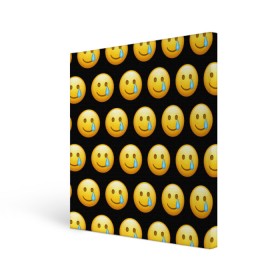 Холст квадратный с принтом New Emoji в Екатеринбурге, 100% ПВХ |  | crying | emoji | smile | smiling face with tear | tear | плачущий | слеза | смайлик | улыбка | эмодзи