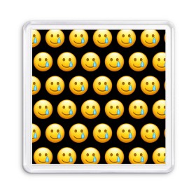 Магнит 55*55 с принтом New Emoji в Екатеринбурге, Пластик | Размер: 65*65 мм; Размер печати: 55*55 мм | Тематика изображения на принте: crying | emoji | smile | smiling face with tear | tear | плачущий | слеза | смайлик | улыбка | эмодзи