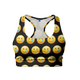 Женский спортивный топ 3D с принтом New Emoji в Екатеринбурге, 82% полиэстер, 18% спандекс Ткань безопасна для здоровья, позволяет коже дышать, не мнется и не растягивается |  | crying | emoji | smile | smiling face with tear | tear | плачущий | слеза | смайлик | улыбка | эмодзи