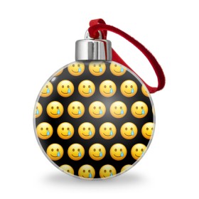 Ёлочный шар с принтом New Emoji в Екатеринбурге, Пластик | Диаметр: 77 мм | Тематика изображения на принте: crying | emoji | smile | smiling face with tear | tear | плачущий | слеза | смайлик | улыбка | эмодзи