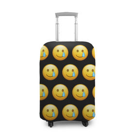 Чехол для чемодана 3D с принтом New Emoji в Екатеринбурге, 86% полиэфир, 14% спандекс | двустороннее нанесение принта, прорези для ручек и колес | crying | emoji | smile | smiling face with tear | tear | плачущий | слеза | смайлик | улыбка | эмодзи