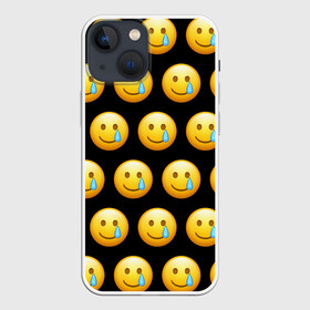 Чехол для iPhone 13 mini с принтом New Emoji в Екатеринбурге,  |  | crying | emoji | smile | smiling face with tear | tear | плачущий | слеза | смайлик | улыбка | эмодзи