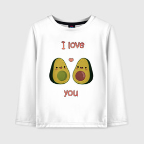 Детский лонгслив хлопок с принтом AVOCADO LOVE в Екатеринбурге, 100% хлопок | круглый вырез горловины, полуприлегающий силуэт, длина до линии бедер | avokado | авокадо