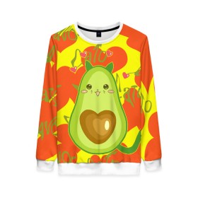 Женский свитшот 3D с принтом авокадо в Екатеринбурге, 100% полиэстер с мягким внутренним слоем | круглый вырез горловины, мягкая резинка на манжетах и поясе, свободная посадка по фигуре | avocado | cat | cats | funny | авокадо | зеленый авокадо | кот